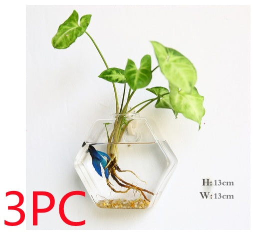 The Good Find Shop Fashion Wall Hanging Glass Flower Vase Terrarium Wall Fish Tank Aquarium Container Flower Planter Pots Home Garden Decoration