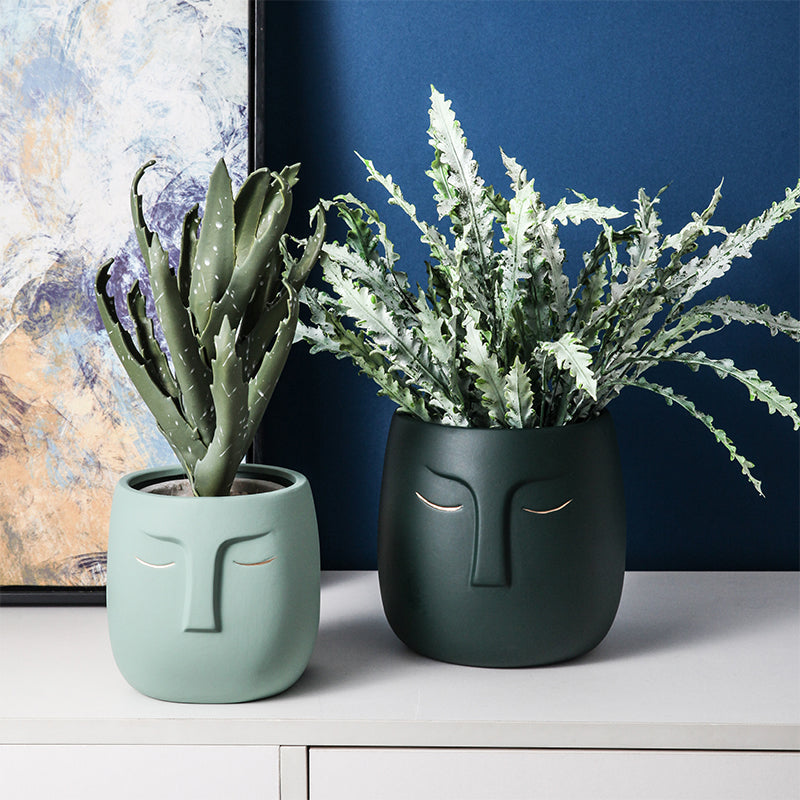 The Good Find Shop Minimalist Face Planter Pot – Modern Nordic Sculpture Design