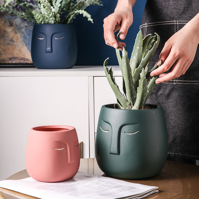 The Good Find Shop Minimalist Face Planter Pot – Modern Nordic Sculpture Design