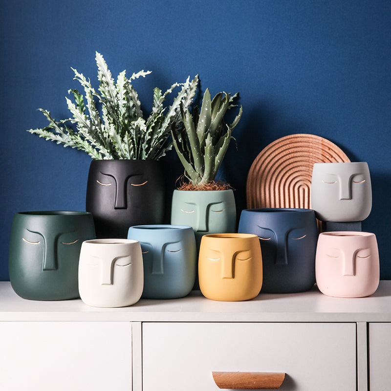 The Good Find Shop Minimalist Face Planter Pot – Modern Nordic Sculpture Design