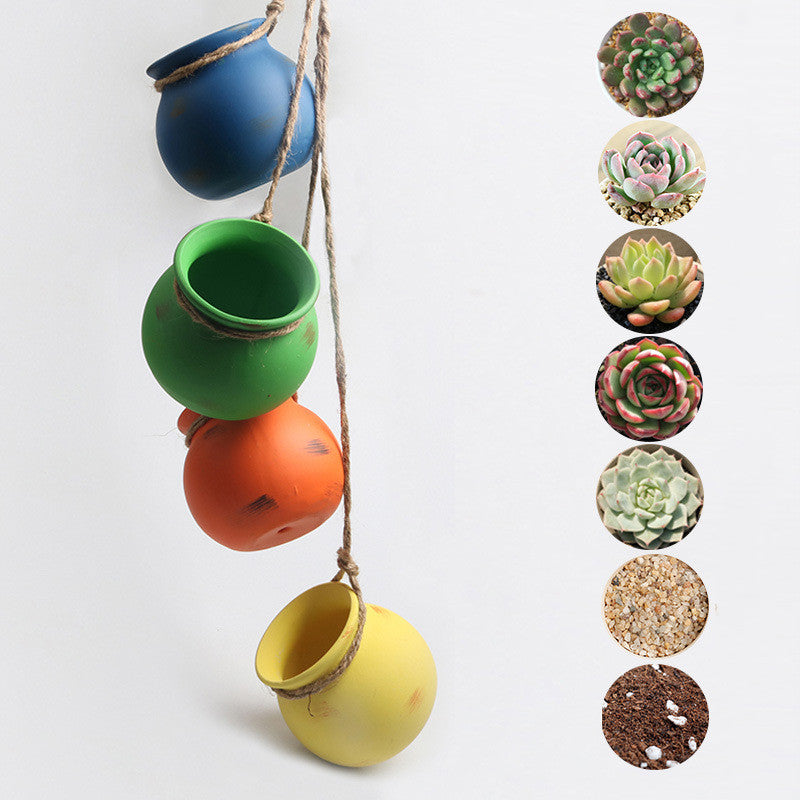 The Good Find Shop Hanging Wall Hanging Pots, Baskets, Hemp Rope, Succulents, Lazy Pots, Ceramics