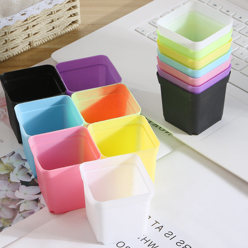 The Good Find Shop Colorful Frosted Plastic Square Pots – Thick Mini Flower Planters