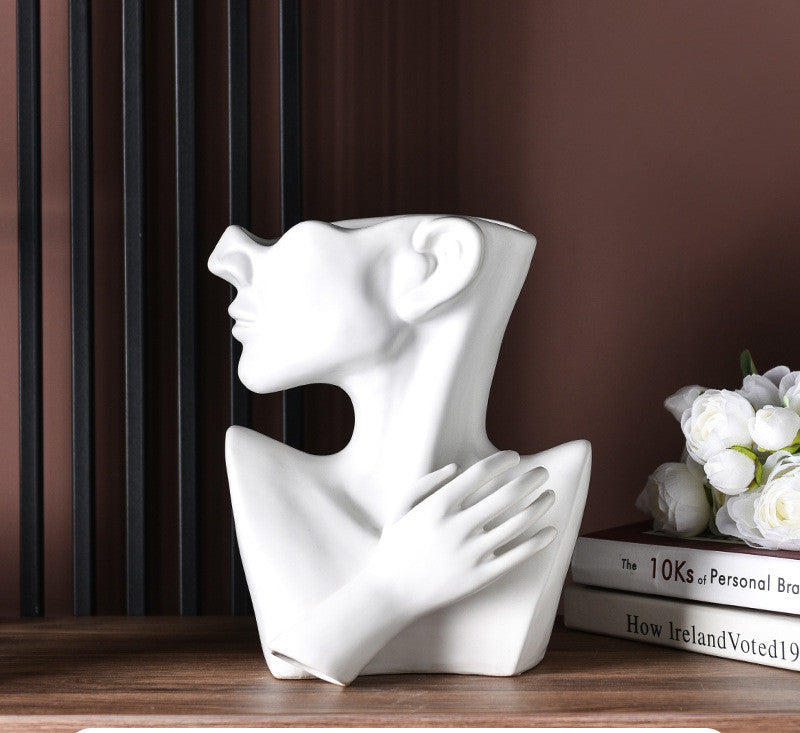 The Good Find Shop Modern Nordic Human Head Vase – Creative Resin Portrait Flower Pot, Decorative Home Art Decor