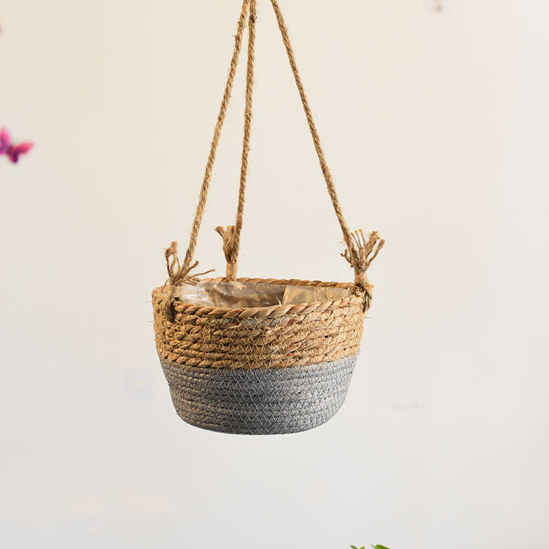 The Good Find Shop Straw & Rattan Hanging Flower Baskets – Woven Bamboo Plant Pots for Indoor & Outdoor Decor