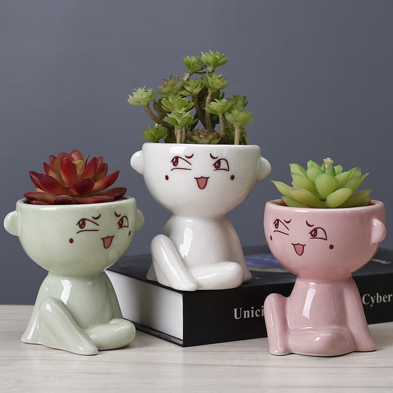 The Good Find Shop Home Furnishing Human Body Succulent Flower Pot Ceramic
