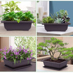 The Good Find Shop Antique Rectangular Plastic Flower Pots with Trays – Small Succulent Planters