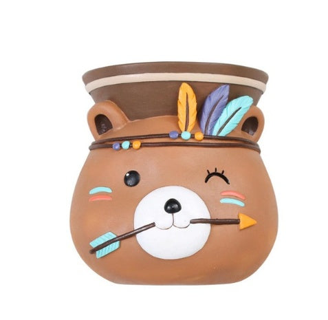 The Good Find Shop Wall Hanging Indian Style Resin Plant Pot – Cartoon Animal Design