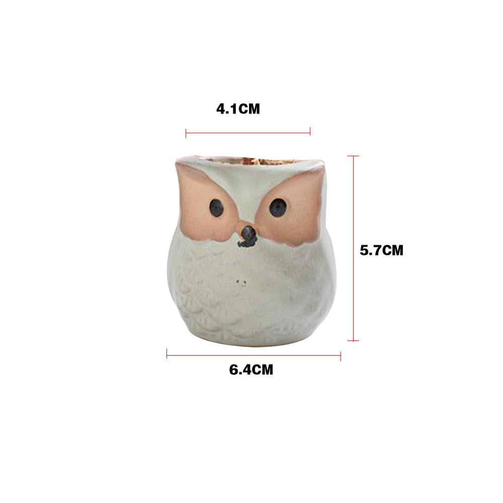 The Good Find Shop Owl Pottery Flowerpots in Six Pieces