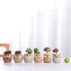 The Good Find Shop Owl Pottery Flowerpots in Six Pieces