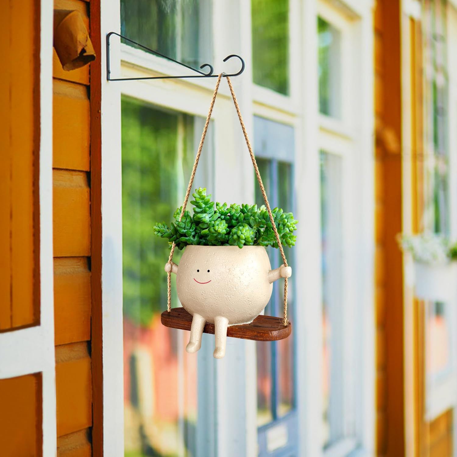 The Good Find Shop Plant Hanger Baskets Lovely Swing Face Planter Pot Succulent Flower Pots Balcony Wall Hanging Planter Decor Home Garden Supplies