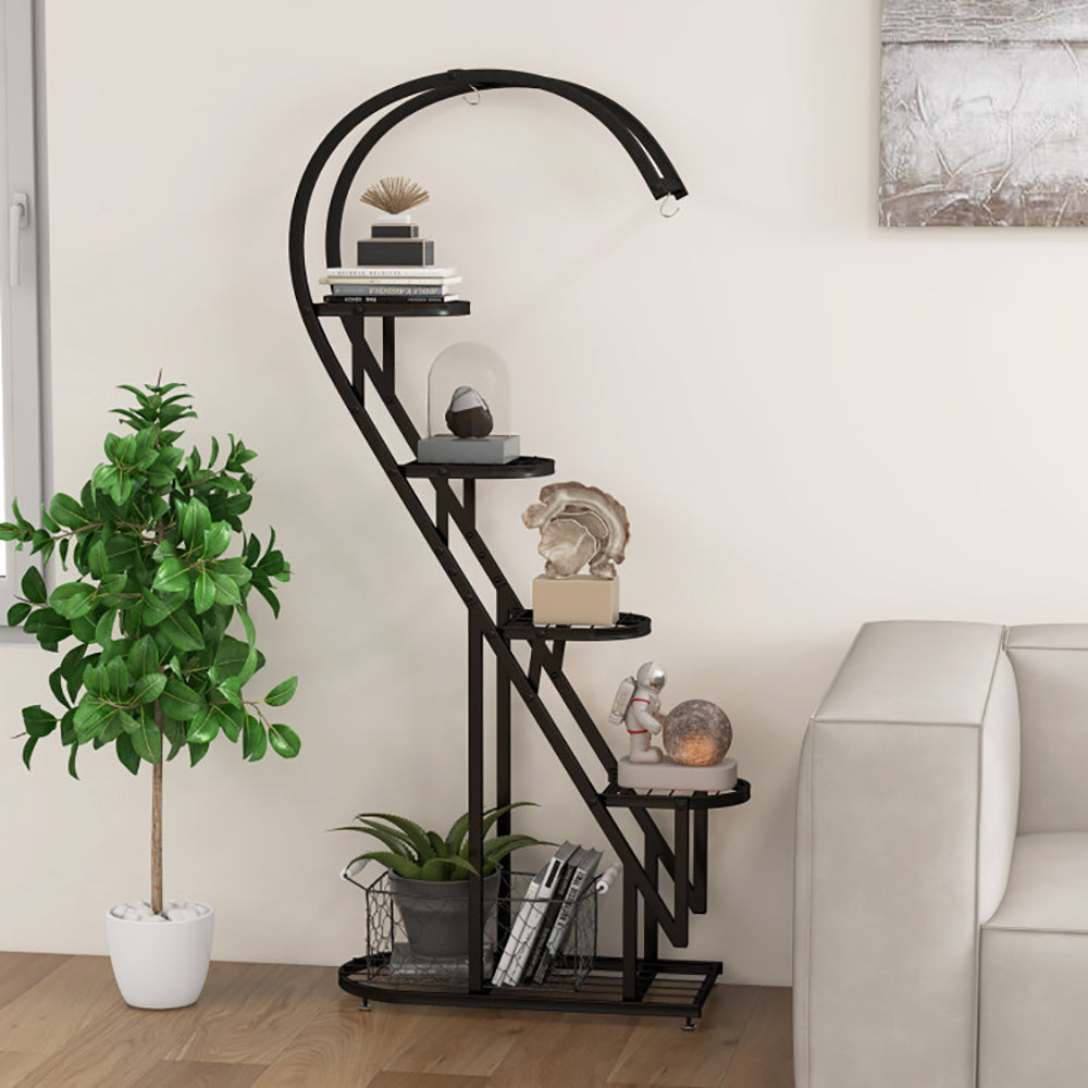 The Good Find Shop 5 Tier Metal Plant Stand With Hanging Hook For Multiple Plants