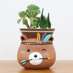 The Good Find Shop Wall Hanging Indian Style Resin Plant Pot – Cartoon Animal Design