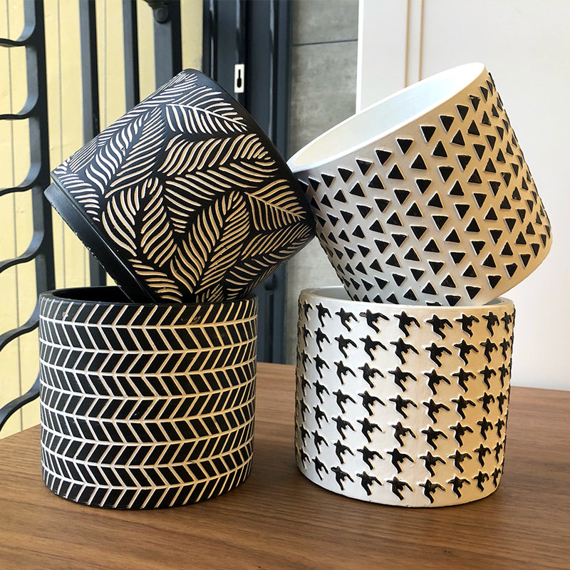 The Good Find Shop Nordic minimalist relief carved cement flower pot