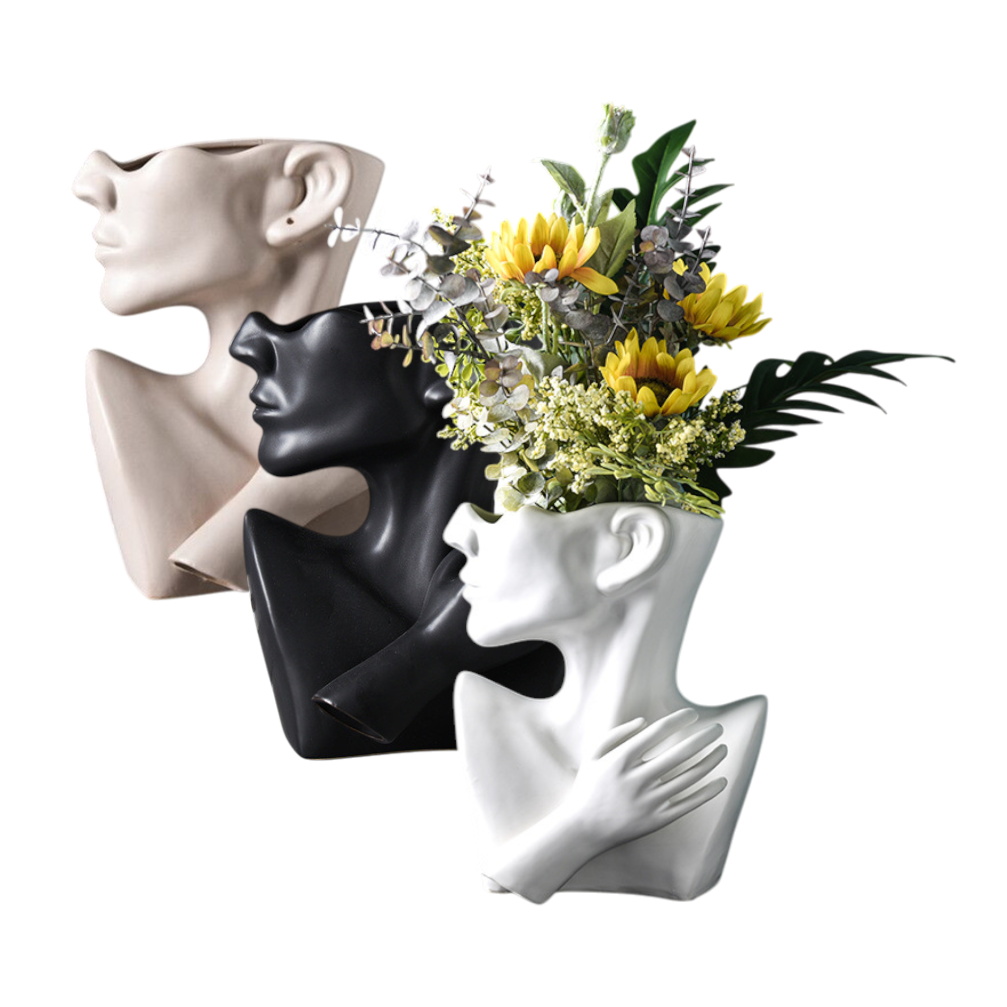 The Good Find Shop Modern Nordic Human Head Vase – Creative Resin Portrait Flower Pot, Decorative Home Art Decor