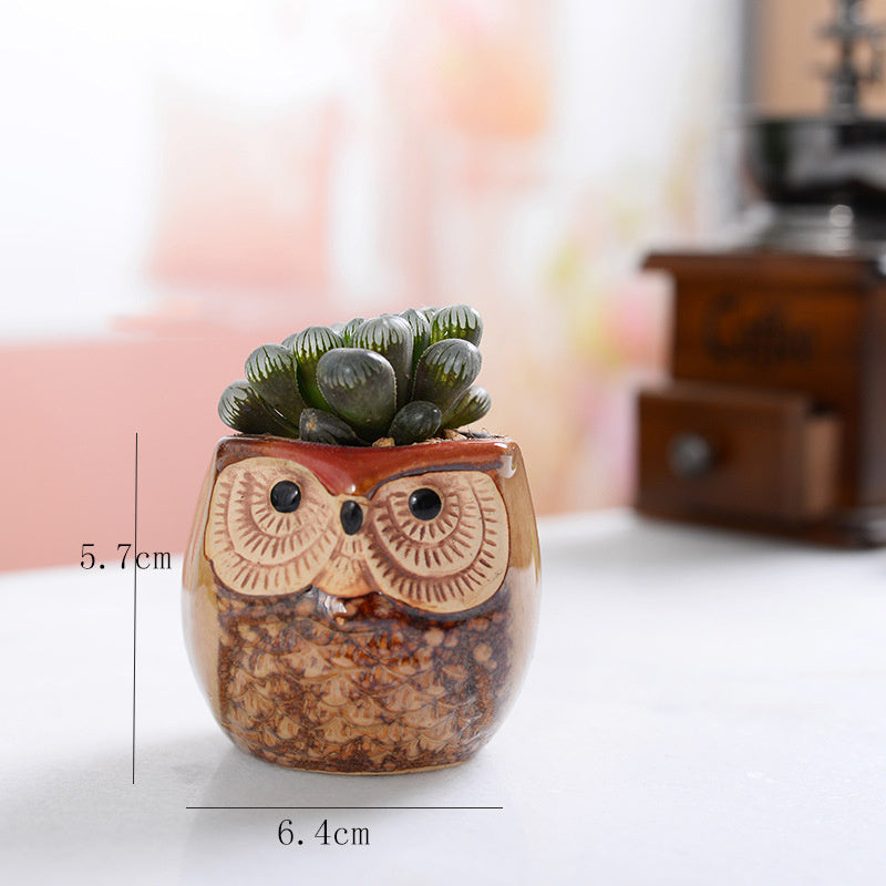 The Good Find Shop Owl Pottery Flowerpots in Six Pieces