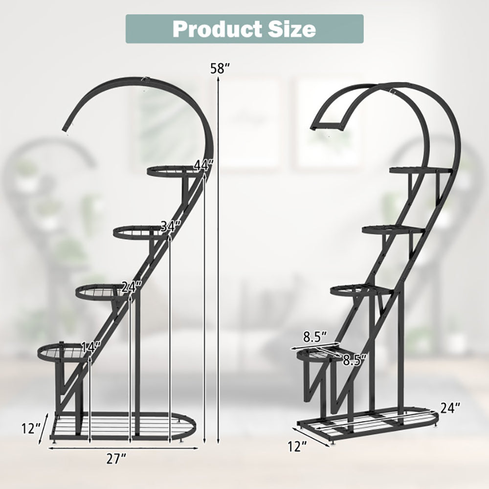 The Good Find Shop 5 Tier Metal Plant Stand With Hanging Hook For Multiple Plants